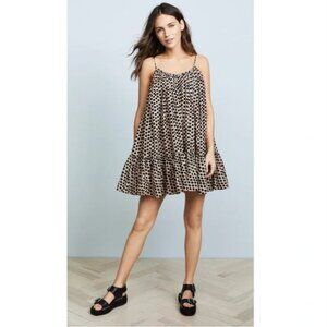 RHODE Cotton Nala Polka Dot Mini Dress in Leopard Large
